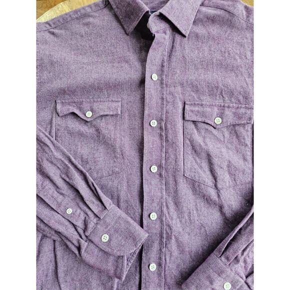 Ledbury Chambrey Fine Shirtmaker Men's Button Down Shirt Purple Size Medium - Picture 2 of 8